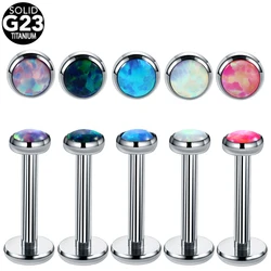 1PC G23 Titanium Internally Thread Labret Ring Lip Stud Bars Opal Stone Ear Cartilage Tragus Barbell Piercing Unisex Jewelry 16G