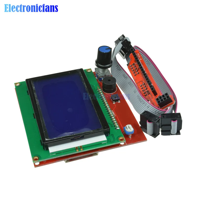 12864 LCD Graphic Smart Display Controller Panel Blue Screen Module with Adapter and Cable for arduino 3D Printer RAMPS 1.4 Hot