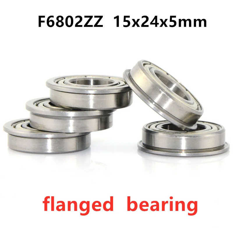 

50pcs flanged bearing F6802ZZ 15*24*5 mm F6802 -2Z flange thin wall deep groove ball bearings F6802Z 15x24x5 mm