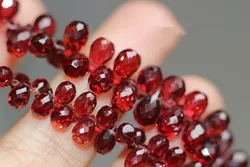 10 pieces  loose beads red garnet drop faceted 6-7mm for DIY jewelry making FPPJ wholesale beads nature gem stone