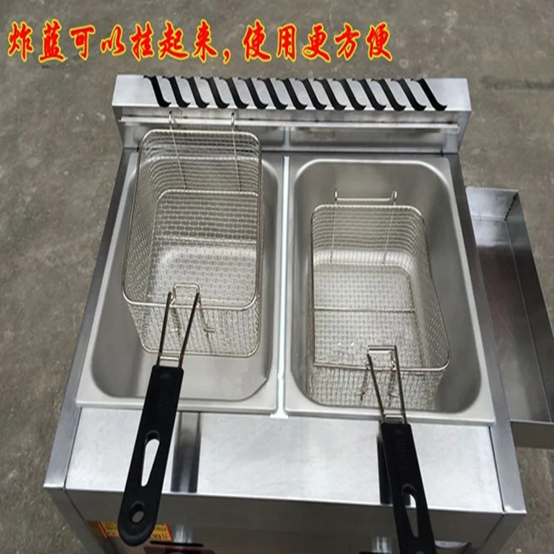 Commercial gas heating deep fryer double-cylinder deep frying machine potato chip chicken fryer  ZF