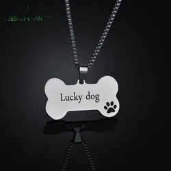 Nextvance Custom Personalized Name Date Pendant Necklaces Stainless Steel Cute Bone Anti-lost Necklace Dog Tags Jewelry