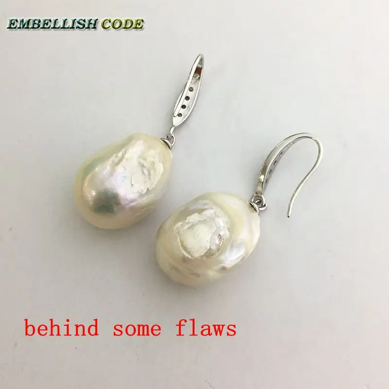 baroque Irregular style pearl hook earrings flameball plus size tissue nucleated natural freshwater pearls Special