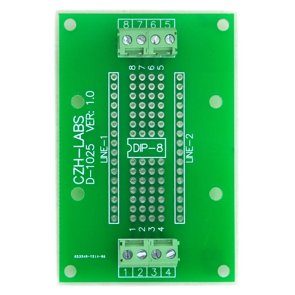 DIP-8 Component to Screw Terminal Adapter Board, w/HQ DIN Rail Mount Carrier.