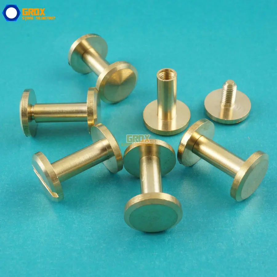 50 Set 10*11mm Solid Brass Rivet Chicago Screw for Leather Craft Belt Wallet / Flat