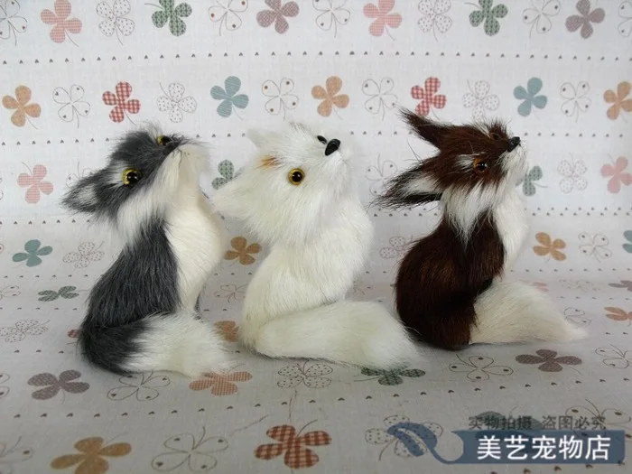 

simulation small fox 9x7x9cm toy model polyethylene&furs fox model home decoration props ,model gift