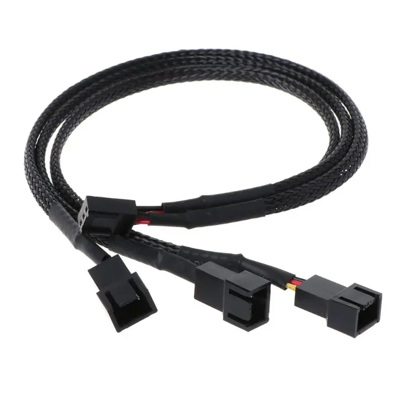 12V 30CM 3Pin/4Pin Fan PWM 1 to 3 Way Power Supply Extension Cable Y Splitter Port Multiplier PC Computer Cooling 22AWG Wire