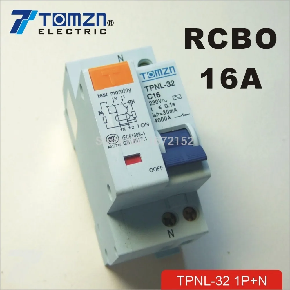 DPNL 1P+N 16A 230V~ 50HZ/60HZ Residual current Circuit breaker with over current and Leakage protection RCBO