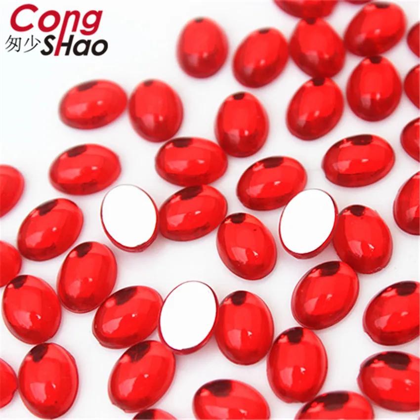 Cong Shao 200PCS 6*8mm Colorful Acrylic Rhinestone Flat Back Oval opal stones and crystals Clothing crafts Accessories ZZ746