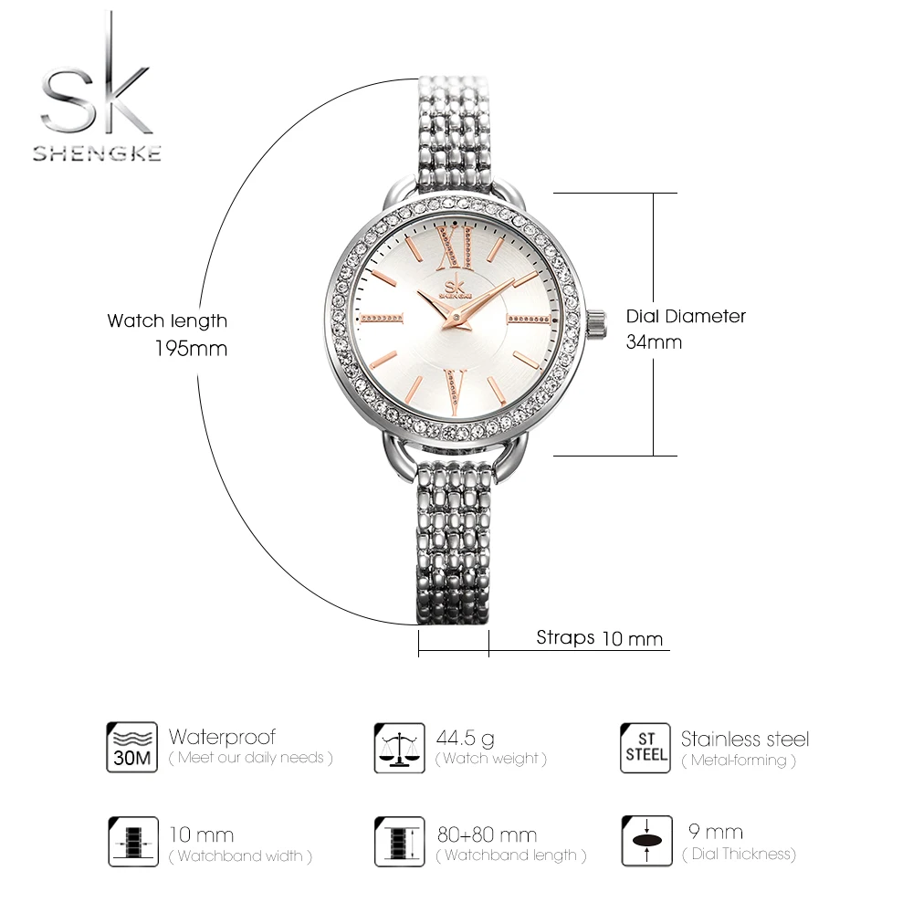 Shengke New Jewelry Women\'s Quartz Watch Women Watch Luxury Fashion Ladies Black Japan Mov Rosegold Relogio Feminino new SK 2019