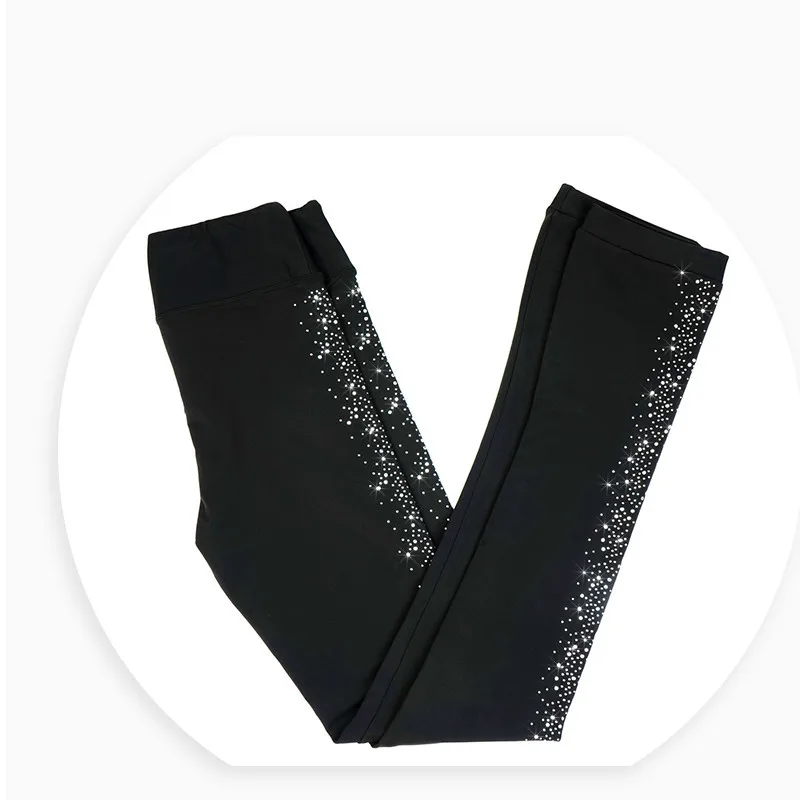 Figuur Schaatsen Broek Vrouwen Meisjes Ijs Broek Zwart Spandex Rekbare Schaatsen Slijtage Effen Gekleurde Strass Tieners Sport Kid