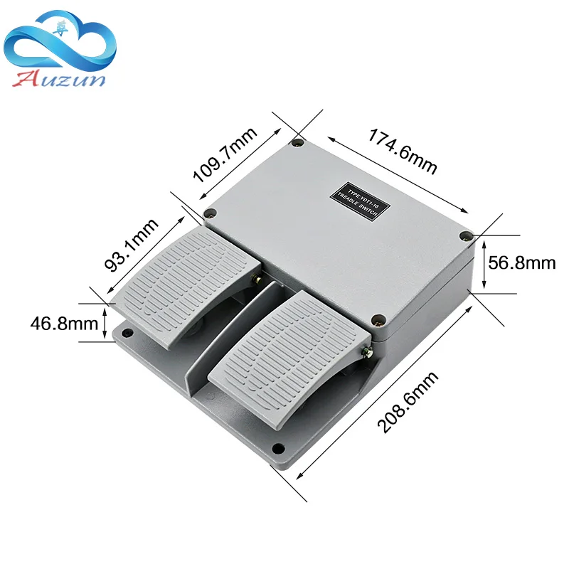 Foot switch YDT1-16 aluminum shell gray double pedal switch machine tool accessories switch