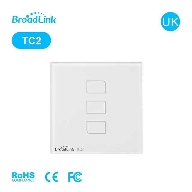 BroadLink – interrupteur mural tactile intelligent, 3 voies, 1 voie, pour maison connectée, version britannique, TC2-3-UK