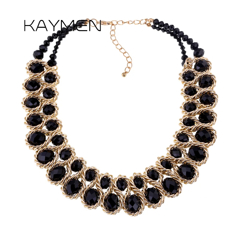 KAYMEN New Arrivals Statement Necklace for Women Girls Handmade Strands Bib Crystal Chokers Costume Jewelry Drop-shipping