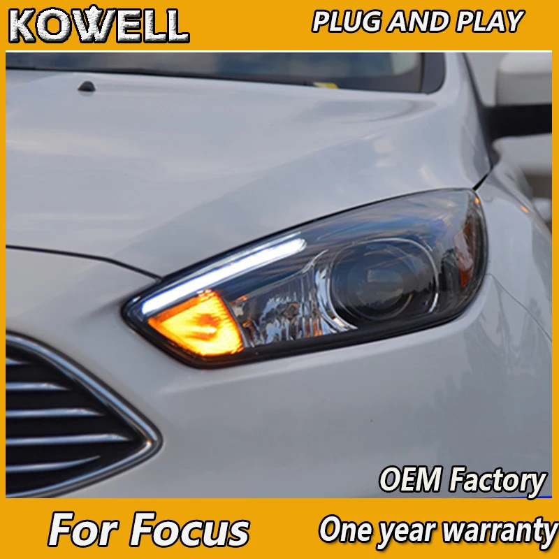 KOWELL Car Styling for Ford Focus 3 LED Headlight 2015 2016 for focus ST Style LED DRL H7 Hid Option Angel Eye Bi Xenon Beam