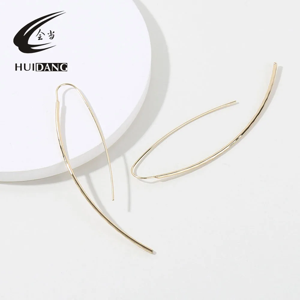 Minimalist Ear Jewelry Dainty Basic Style Gold Silver Color U Shape Thin Copper Wire Hoop Earrings