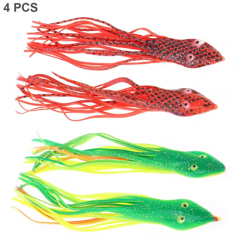 

Fishing Lures 4pcs/lot 15cm Snake Head Simulate Octopus Soft Bait Silicone Skirts Bass Squid