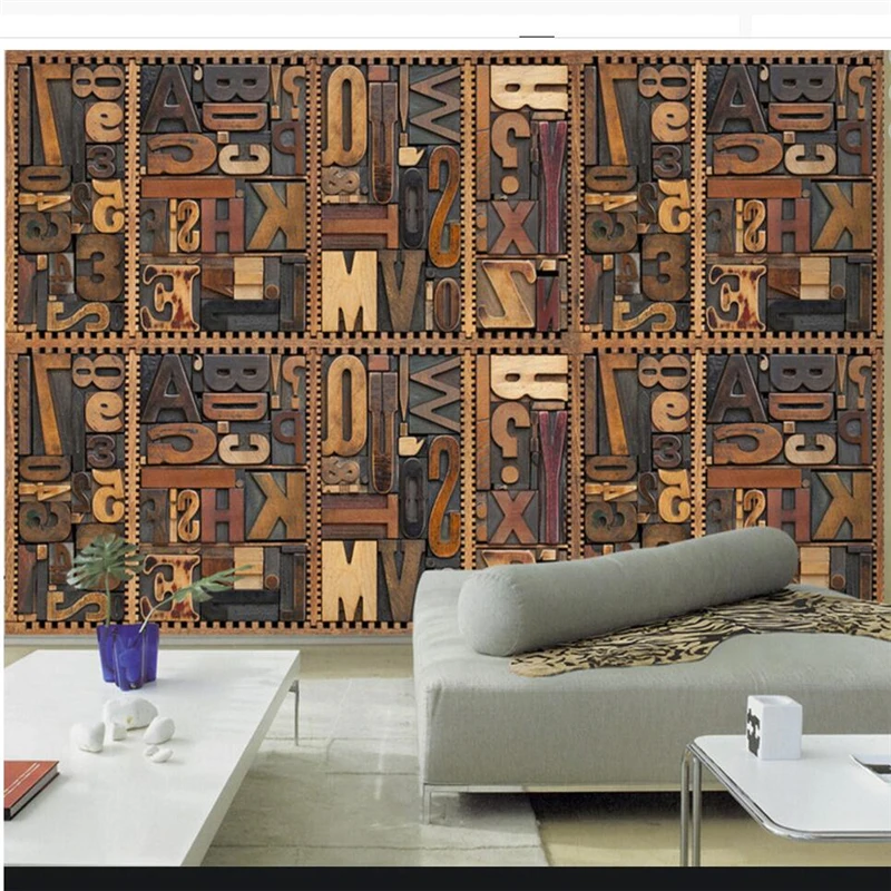 

wellyu papel de parede para quarto Custom wallpaper Wooden alphabet 3D TV background wall murals photo wallpaper tapety