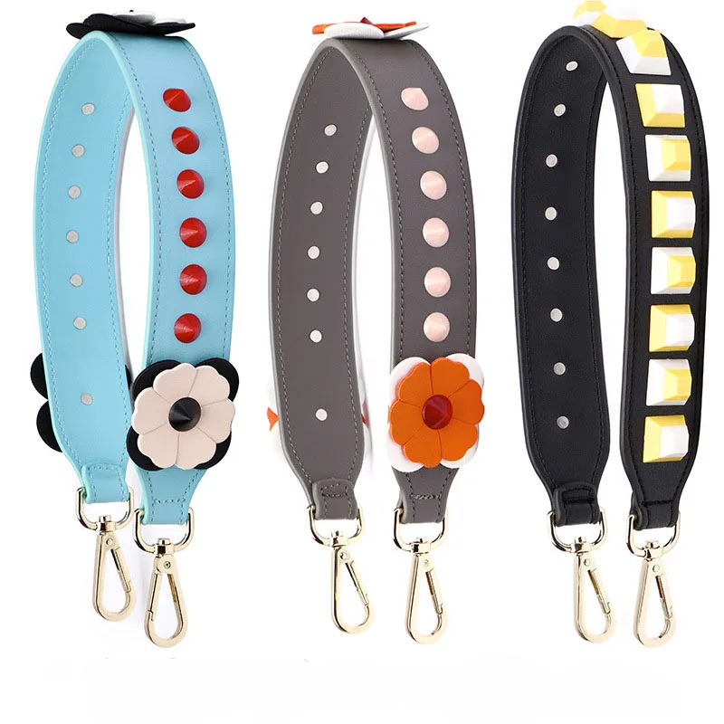 58cm Fashion Rivet Summer Women Bag Strap PU Shoulder Straps For Handbags Casual Replacement Straps