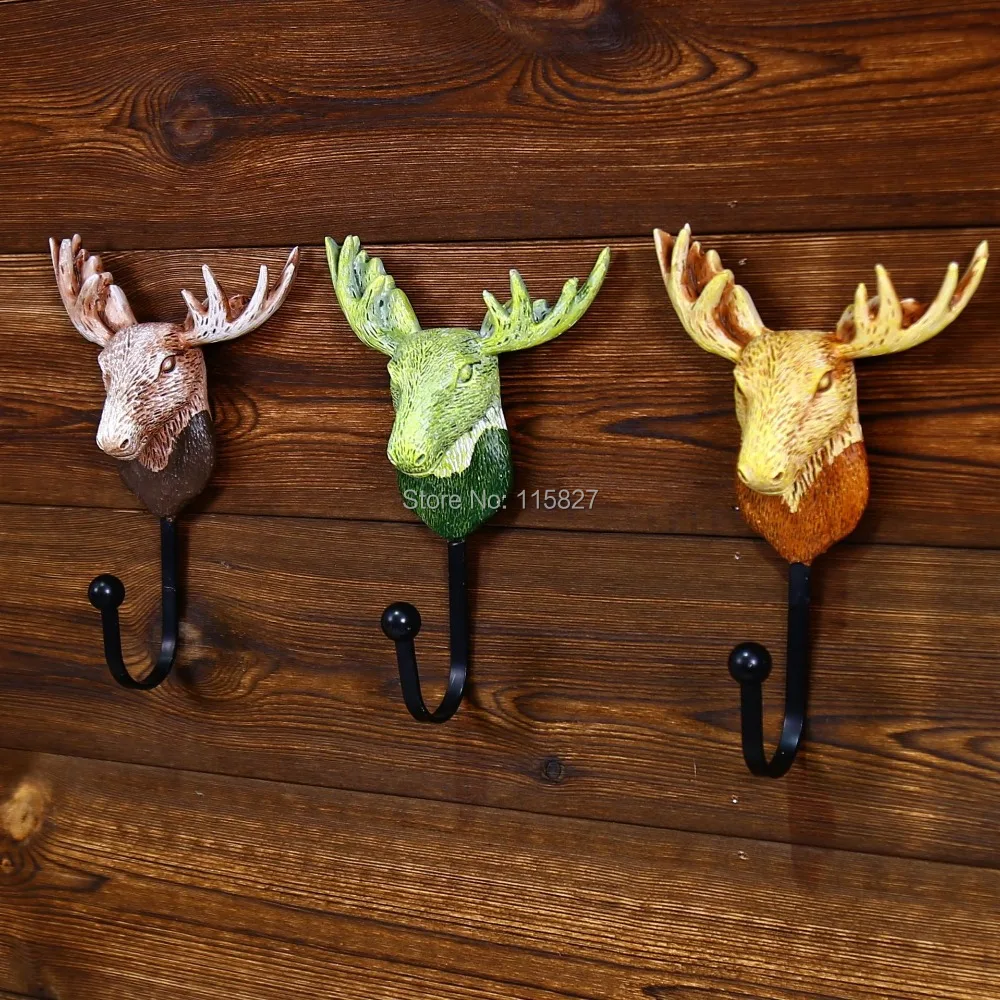 

Free Shipping!3pc/lot Heavy Duty Deer Head Design Resin Wall Hook Metal Coat&Hat Wall Hanger Home Deocration Hot Selling