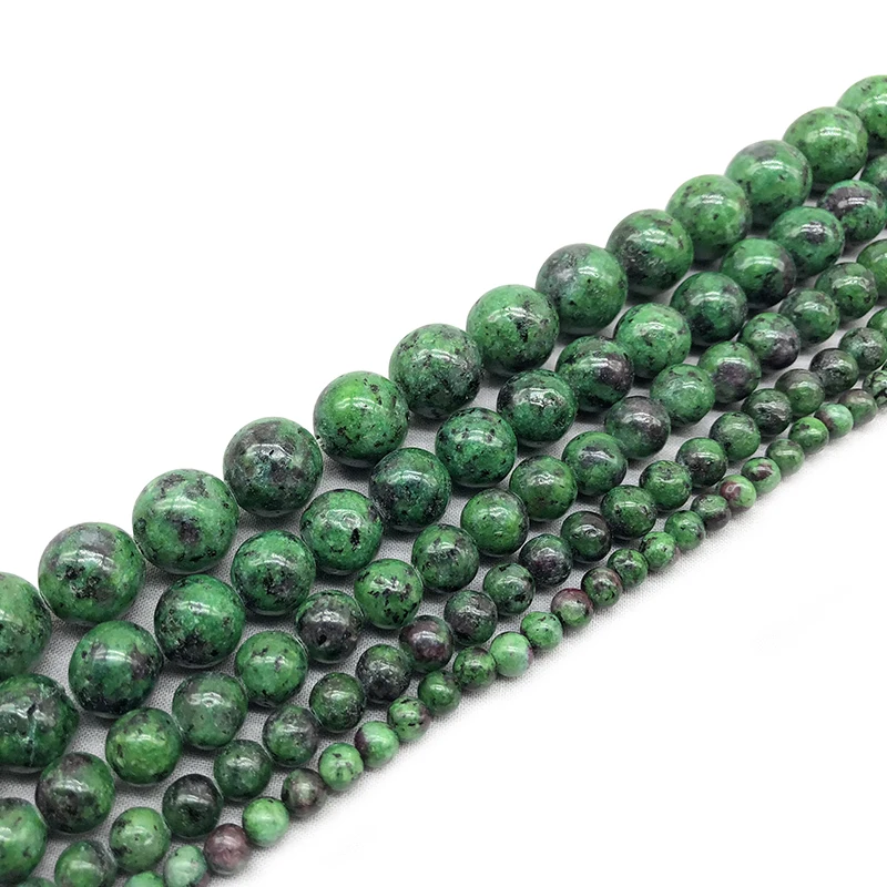 Natural Stone Beads Epidote Zoisite Tourmaline Color Beads 6 8 10 12MM Fit DIY Beads For Bracelets Jewelry Making