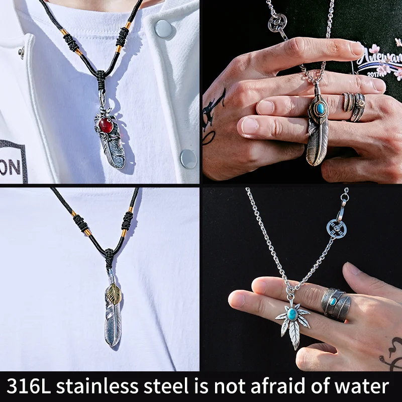 Steel soldier new arrival punk feather blue man pendant necklace stainless steel fashion jewelry