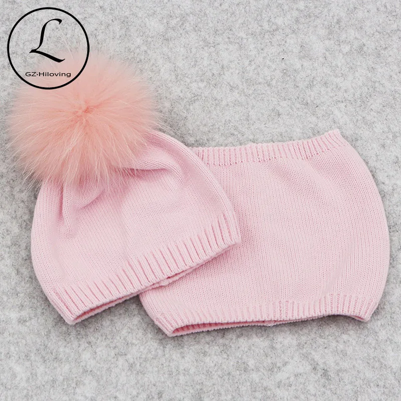 

GZHILOVINGL Winter Warm Cotton Kids Scarf Hat Sets Baby Boys Girls Knitted Caps Pom Poms Ball Children's Beanies Bib Scarf Set