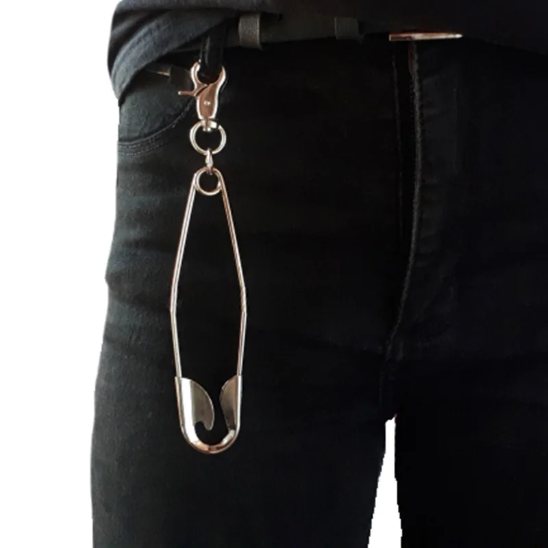 Metal Wallet Belt Chain Rock Punk Trousers Hipster Pant Jean Keychain silver pin Ring Clip Keyring