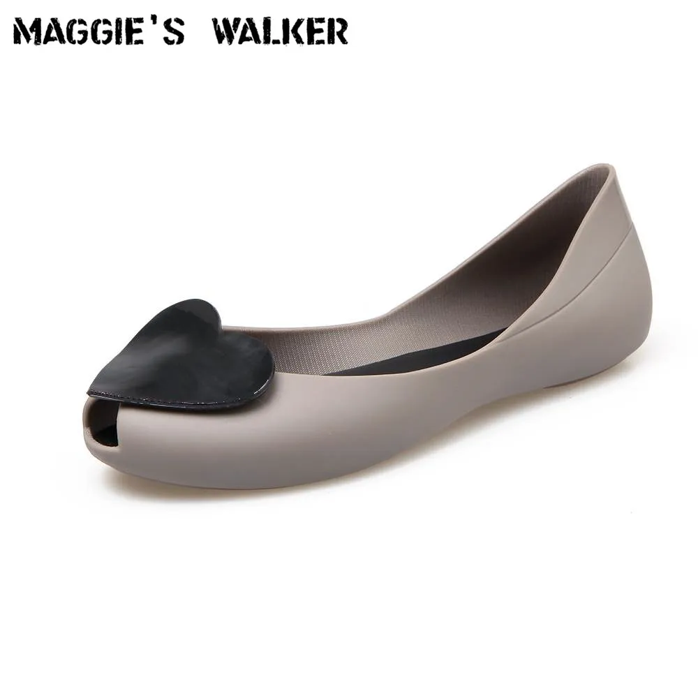 Maggie's Walker Beach Shoes Women Jelly Sandals Summer Sweet Candy-colored Resin Wedges Slides with Hearts Plus Size 35~41