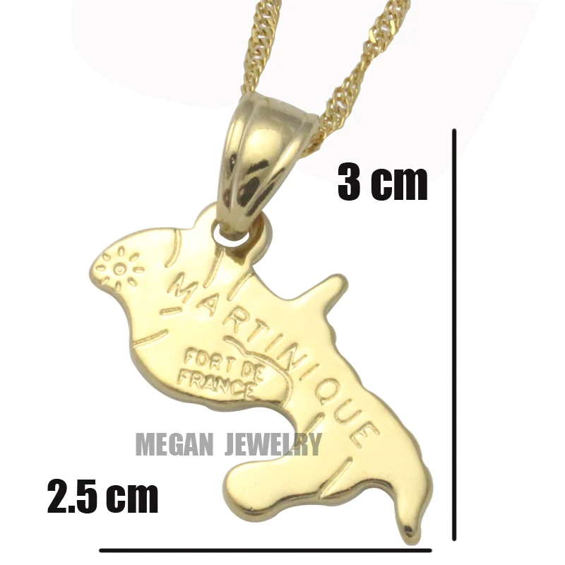 martinique map pendant  necklace  country map martinique map jewelry