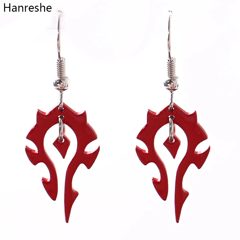 New World of Horde Drop Earrings the Horde Symble Game/Movie Punk Jewelry WOW Red enamel Earrings