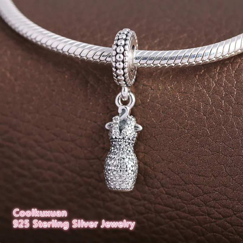 

Mothers Day Gift 100% 925 Sterling Silver Pave Clear CZ Dazzling Dress Pendant Charms Beads Fits Pandora bracelets Making