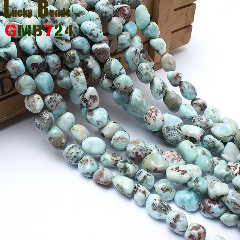 8-10mm Irregular Natural Genuine Larimar Bead For Jewelry Making DIY Bracelet Necklace Charm 15inches Natural Stone Loose Beads