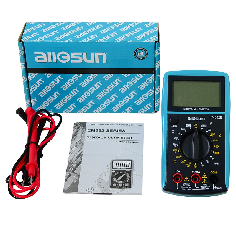 all-sun EM382B LCD Digital Multimeter DC/AC Voltmeter Continuity Battery Diode Tester