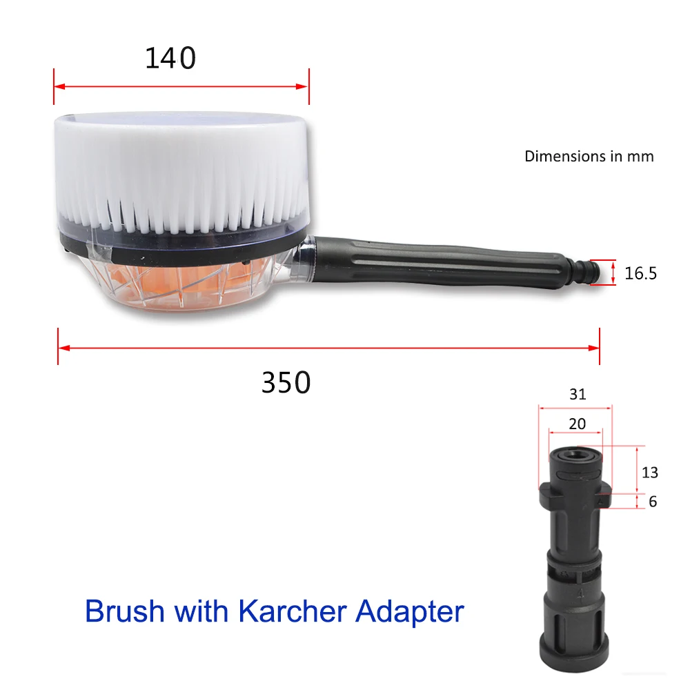 Rotary Round Brush Water Cleaning Washing Brush Rigid for Karcher K2 K3 K4 K5 K6 K7 High Pressure Washer Car Washing