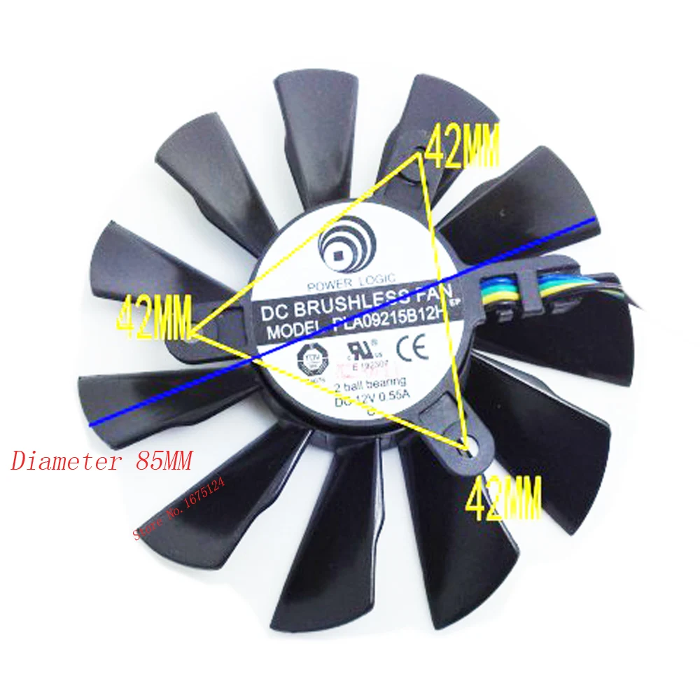 Graphics Card Fan PLA09215B12H 4Pin VGA Cooler Fans For MSI N560 570 580GTX HD6870 Video