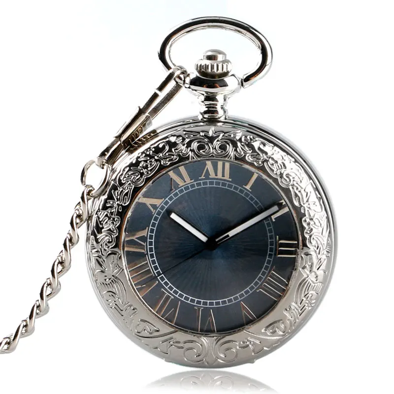 

Vintage Mechanical Automatic Self Wind Pocket Watch Transparent Silver Pocket Watches Luxury Fob Clock Men Women Birthday Gifts