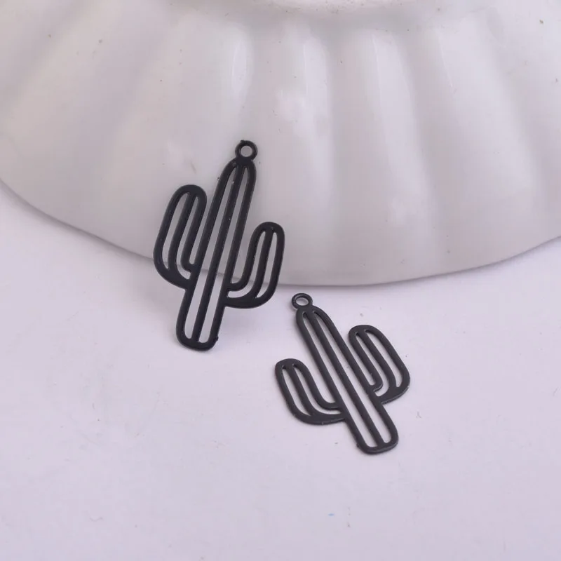 100 Stück AC10094 14*22mm Pflanzen-Kaktus-Anhänger, versilberter Anhänger für Halsketten, Schmuckherstellungszubehör – Detail 8