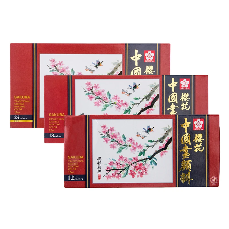 

Пигменты для китайской живописи Sakura, 12 мл, 12/18/24 цветов Художественный набор