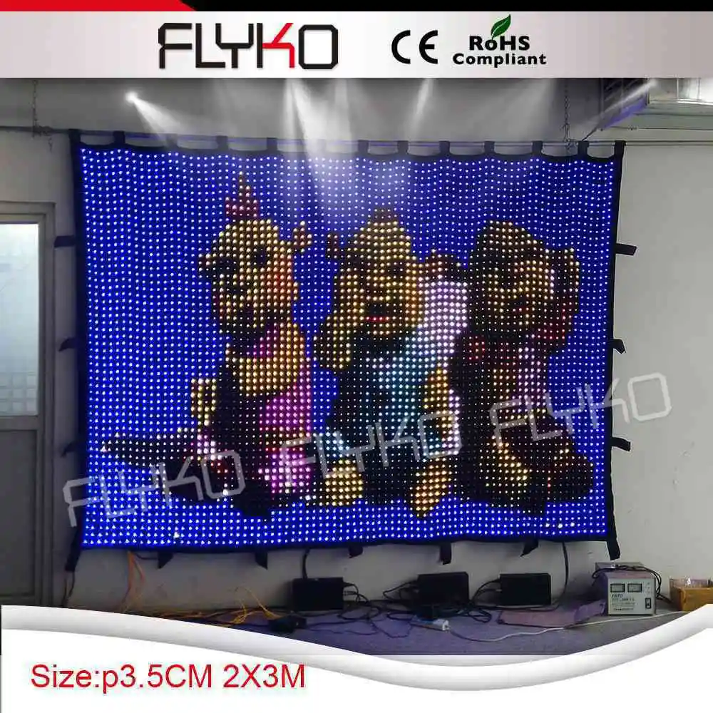 7FT*10FT P3.5CM hot sell free shipping firproof soft led video light backdrops video curtain for sale