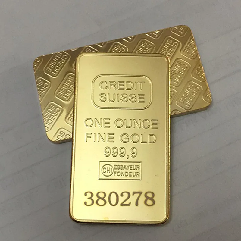 Imagem -06 - Crédito Não Magnético Swiss Bullion Bar Lingote Banhado a Ouro Real Collectible Badge Coins Número de Série Diferente oz 10 Pcs