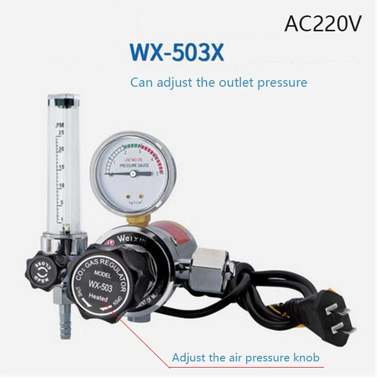 

WX-503X220 CO2 Регулятор 220V CO2 газовый нагреватель газовый измеритель давления MIG TIG сварочный регулятор