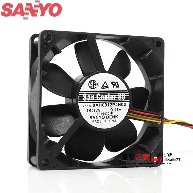 

For Sanyo 9AH0812P4H03 12V 0.11A 8cm 80mm 8025 Dual ball bearing fan PWM intelligent fan speed control