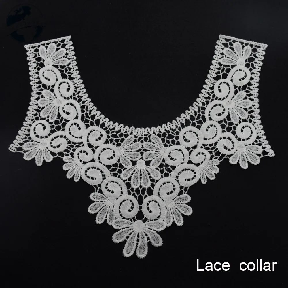 lace false collar white embroidered fake lace collar trim diy women applique sewing supplies african guipure lace collars#3631