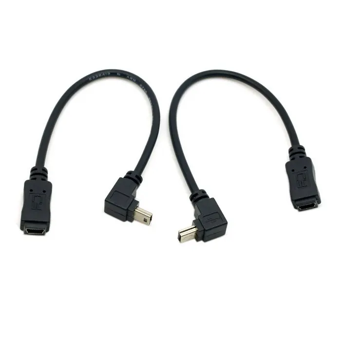 Mini cabo de extensão USB 5P macho para fêmea ângulo de 90 graus direção para cima e para baixo 0,2 m/20 cm de comprimento para eletrônicos