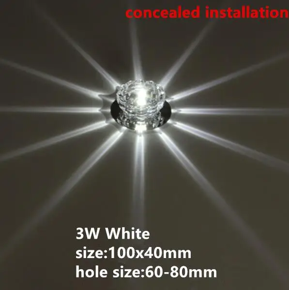 Crystal Led Downlight 3W 5W Led Ceiling Lamp AC110V 220V spot light lamp White/Warm white/RGB/pink home kitchen indoor Decor