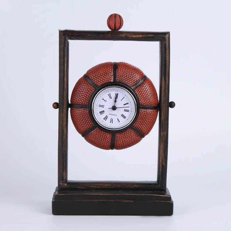 Classical basketball resin clock Pastoral Retro styling Football clock  Personalized home decoration