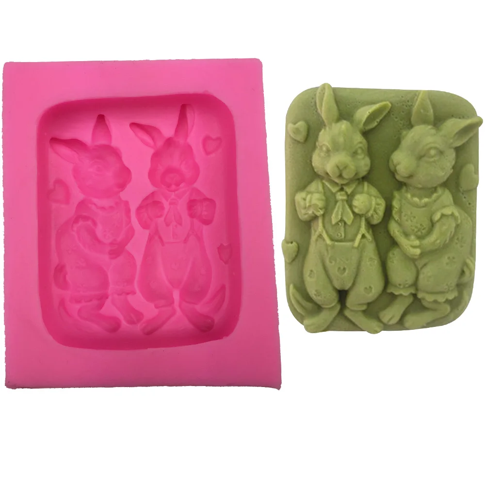 

Easter rabbit Shape 3D fondant cake silicone mold kitchen chocolate jello pastry candy making soap candle decoration tools F0291