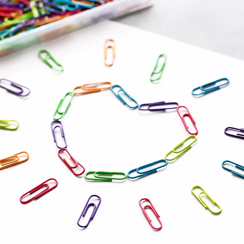 200pcs Shaped Color Paper Clip Metal Clips for File Memo Book Marker Cute Stationery Office Accessories School Supplies A6113