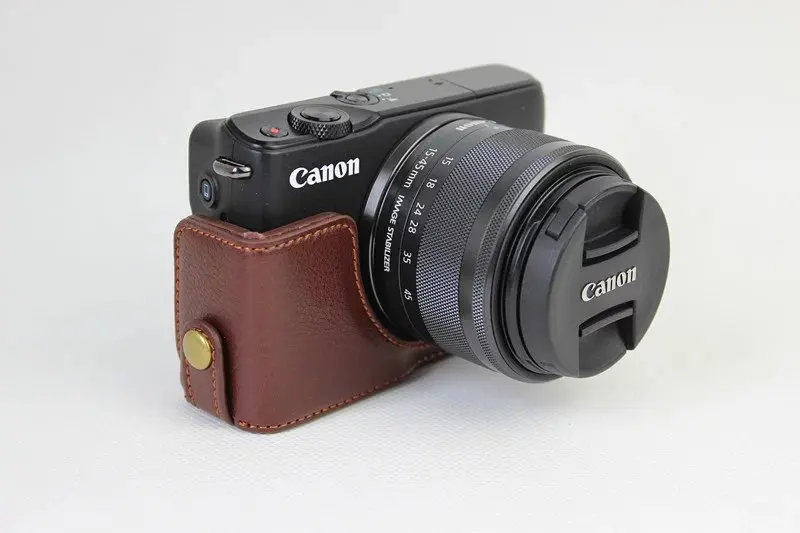 【稼動品/美品】デジタルカメラ　Canon　EOS　M100　ケース付き Canon eos m200 m100 eos m10用の本革製カメラケース,カメラの下部
